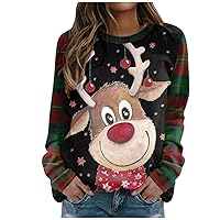 Unisex Christmas Hoodie Sweatshirts Snowflake/Reindeer/Christmas Tree Plaid O-Neck Sweater Travel Cute Sweater