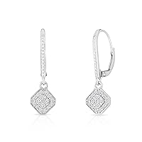 Natalia Drake Drop Dangle Leverback Bridal 1/4 Cttw Diamond Earrings for Women in Rhodium Plated 925 Sterling Silver