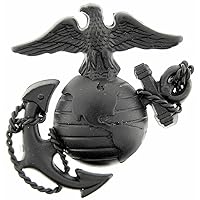 Eagle US Marine Corps Emblem E3 Left Cap Subdued Black USMC Lapel Hat Pin, 1-3/4