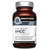 Premium Kinoko Platinum AHCC Herbal Supplement, 750mg of AHCC per Capsule, for Immune Support, Liver Function, Maintains Natural Killer Cell Activity, 1 Pack, 60 Veggie Capsules