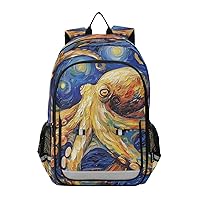 ALAZA Octopus Van Gogh Laptop Backpack Purse for Women Men Travel Bag Casual Daypack with Compartment & Multiple Pockets