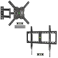 USX MOUNT UL Listed Full Motion TV Wall Mount for Most 26-60 Inch TVs Up to VESA 400x400mm and 77 lbs & Fixed Low Profile TV Mount for Most 37-86 Inch Flat Screen TVs up to 132 lbs, Max VESA 600x400mm