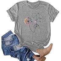 ZEFOTIM Sunflower Tops for Women 2024 Short Sleeve Crewneck Casual Summer Fashion Tops Shirts