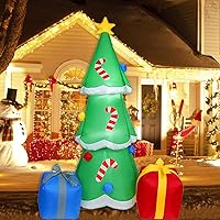 6 Ft Christmas Inflatable Tree with Multicolor Gift Boxes, Built-in Lights with Snowflake Effect, Outdoor Inflatable Christmas Decor for Yard Lawn Garden