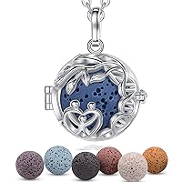 INFUSEU Long Necklaces for Women Aromatherapy Essential Oil Diffuser Dream catcher Pendant Silver Plated Boho Diffuser Inspirational Naughty Anxiety Birthday Gift for Her Women