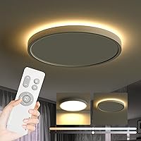 Ceiling Light Fixture with Remote Control, Flush Mount Ceiling Nightlight, 15.8inch 26W +4W Round Panel Light, 3000K-6500K Light Color Changeable, Brightness(10% to 100%) Adjustable