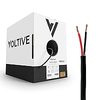 Voltive 16/2 Speaker Wire - 16 AWG/Gauge 2 Conductor - UL Listed in Wall Rated (CL2/CL3) - Oxygen-Free Copper (OFC) - 1000 Foot Bulk Cable Pull Box - Black