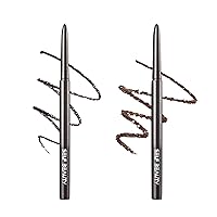 self beauty Ultra Slim Waterproof Gel Pencil Eyeliner Long-lasting Smudge-proof, Flake-proof Twist Up Easy Glides 1g/0.03oz (01 Black+02 Brown)