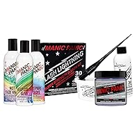 Flash Lightning Hair Bleach Kit 30 Volume Developer Bundle with Prepare to Dye Clarifying Shampoo, Shampoo and Conditioner Set for Colored Hair and Virgin Snow Blonde Toner