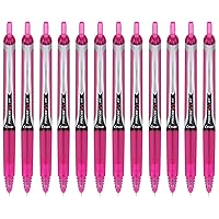 PILOT Precise V5 RT Refillable & Retractable Liquid Ink Rolling Ball Pens, Extra Fine Point (0.5mm) Pink Ink, 12-Pack