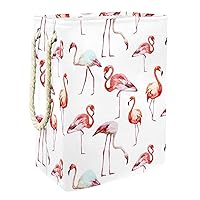 Elegant Pink Flamingos Large Laundry Hamper With Easy Carry Handle, Waterproof Collapsible Laundry Basket For Storage Bins Kids Room Home Organizer