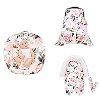 Newborn Lounger Cover, Car Seat Covers for Babies, Baby Car Seat Head Support, Pink Flower