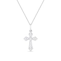 14K White Gold .08ct White Diamond Cross