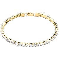 Amazon Essentials 14K Gold or Sterling Silver Plated Cubic Zirconia Tennis Bracelet 7.5