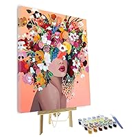 TUMOVO Paint by Numbers for Adults, DIY Girls Adult Paint by Numbers Kits on Canvas Flowers Painting Kits for Kids Beginner 16x20 inch Framed Oil Painting Kits Gift for Kids and Adults