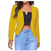 RMXEi women coats winter Women's Casual Solid Color Nipped Waist Buttonless Cardigan Jacket With Zip Pockets