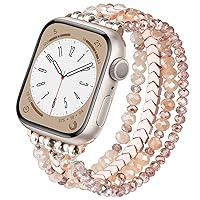 MOFREE Beaded Bracelet Compatible for Apple Watch Band 38mm 40mm 41mm 42mm 44mm 45mm Women,Fashion Handmade Elastic Stretch Strap for iWatch Series SE 8 7 6 5 4 3 2 1