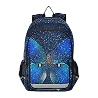 ALAZA Butterfly Galaxy Blue Starry Night Sky Laptop Backpack Purse for Women Men Travel Bag Casual Daypack with Compartment & Multiple Pockets
