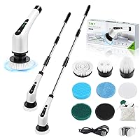 Electric Spin Scrubber, Cordless Bathroom Tub Scrubber with Long Handle & 7 Replaceable Cleaning Heads, Extension as Short Handle, Portable Power Shower Brush Household Tools for Tile Floor