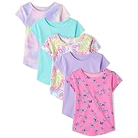 Girls' Short Sleeve Graphic High Low Top 5 Pack