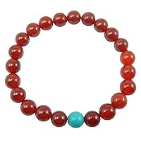 Carnelian stretch bracelet for meditation healing wrist mala cg-3 (Carnelian with Turquoise)