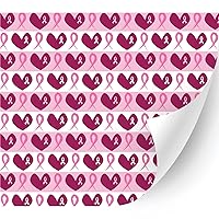 Breast Cancer Awareness Patterned Adhesive Vinyl (Stripe Heart Ribbon, 11