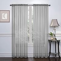 Sapphire Crystal Sheer Voile 2-Pack Rod Pocket Window Panel, Great for Bedroom, Kitchen, Living Room, 52x84 Inches Each, 104x84 Inches Total (Silver)