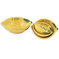Boston International Ceramic Nesting Measuring Cups, Set of 4, Painterly Lemons