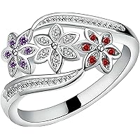 Exquisite Jewelry Ring Women's Cute Flowers 925 Sterling Silver Ring Charm Zircon Inlaid Party Jewelry Wedding Band Best Gifts for Love with Valentine's Day
