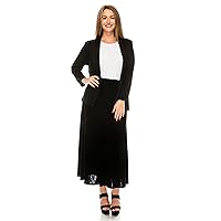 Jostar Women's Button Long Skirt - Elastic Waist Non Iron Flowy Flared Dress