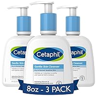 Cetaphil Face Wash, Hydrating Gentle Skin Cleanser for Dry to Normal Sensitive Skin, NEW 8 oz 3 Pack, Fragrance Free, Soap Free and Non-Foaming