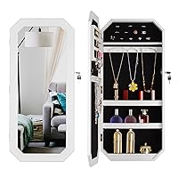 Full Mirror Octagon Jewelry Armoire with Mirror with Exclusive Improvements, 4.0