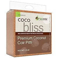 Organic Coco Coir by Coco Bliss (10lbs) - Compressed Coco Coir Brick with Low EC and pH Balance - High Expansion for Flowers, Herbs, and Planting - Renewable Coconut Soil