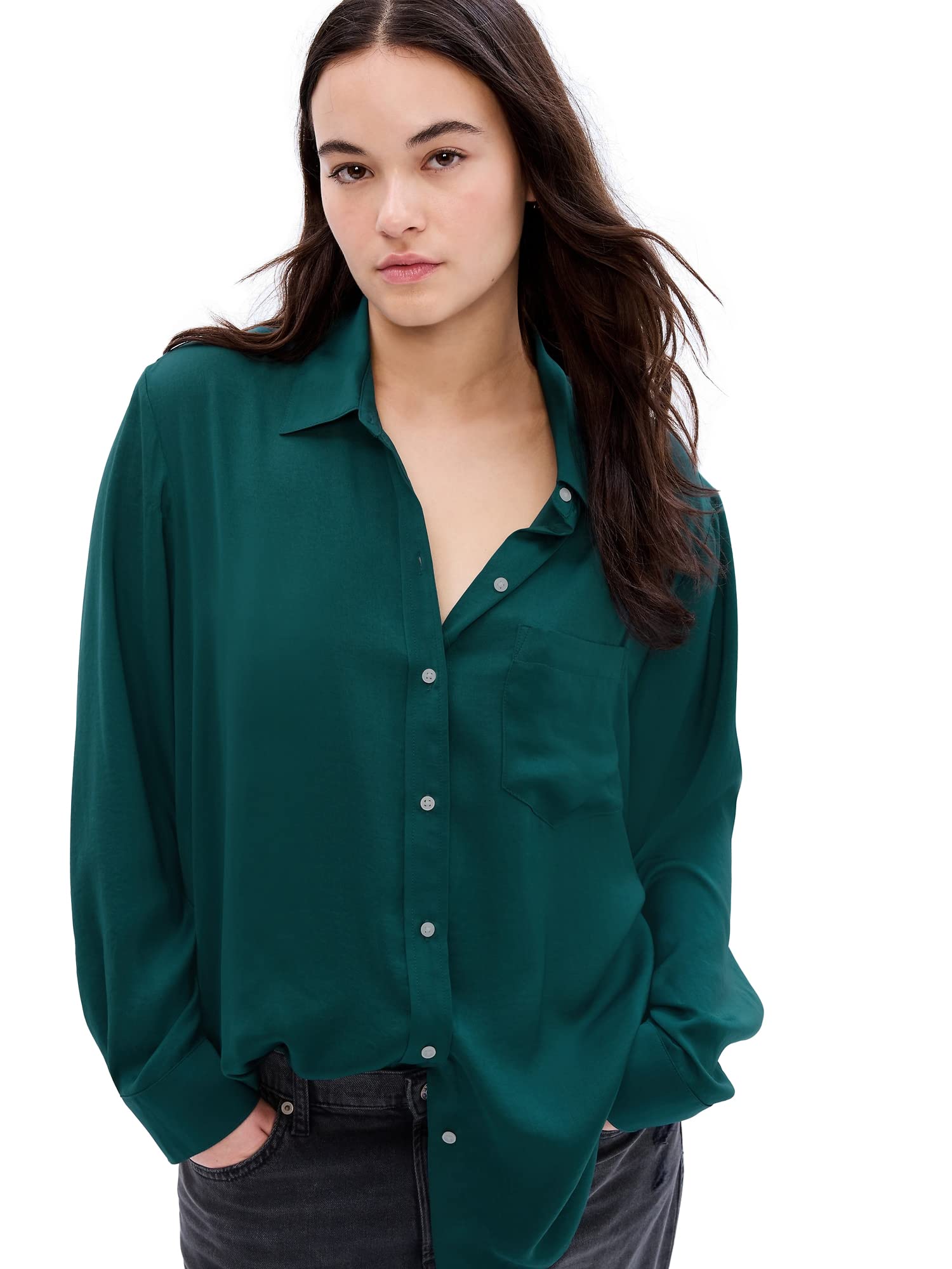 GAP Women's Long Sleeve Button-Down Blouse Easy Shirt