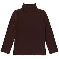 Lilax Girls' Basic Long Sleeve Turtleneck Cotton T-Shirt