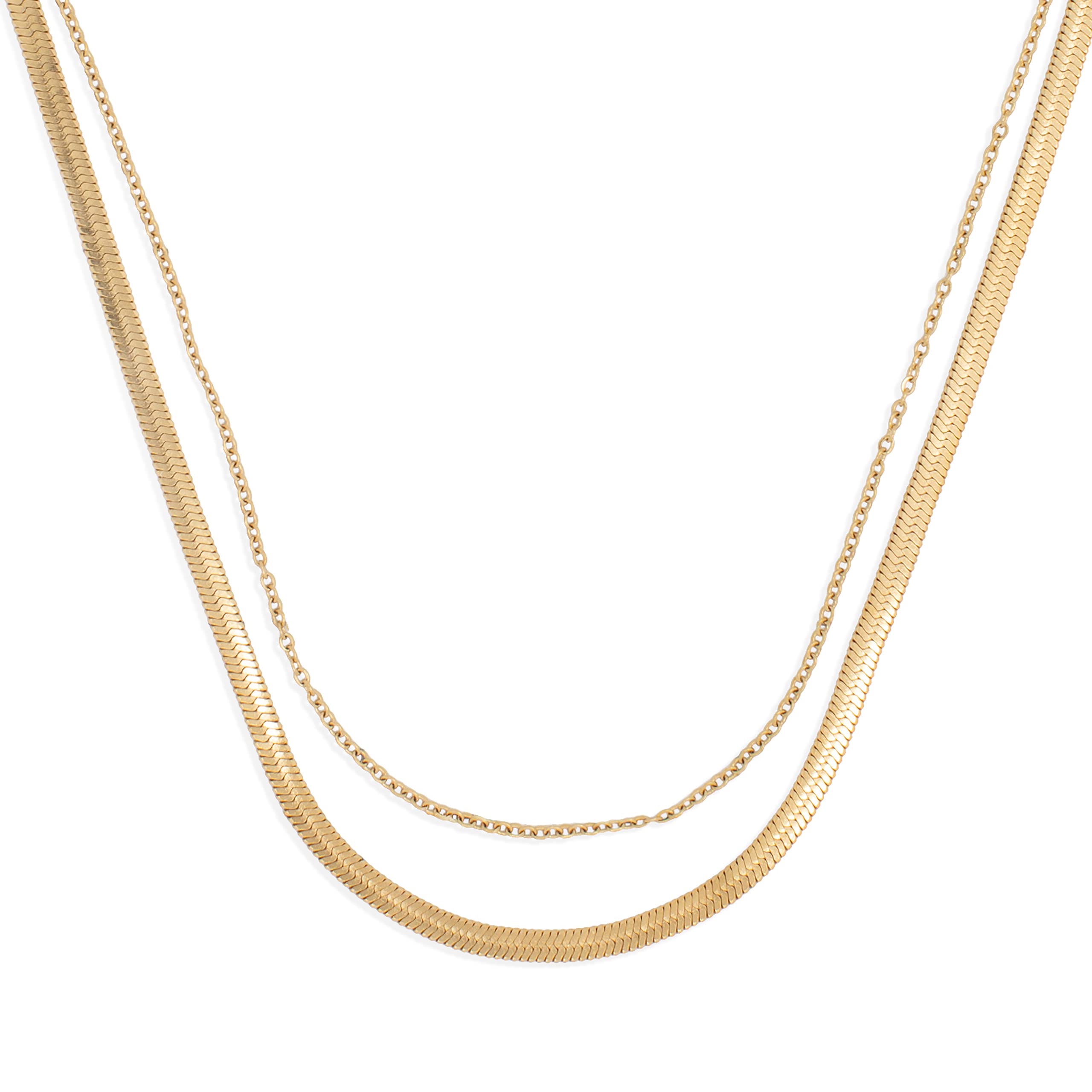 Hey Harper Born Ready Necklace - Waterproof & Sweat-Proof Layered Necklaces for Women - Gold Necklace for Women - Stainless Steel Necklace - Chain Necklace with 14k Golden Color PVD Coating - Aesthetic Herringbone Chain for Women for Everyday Wear