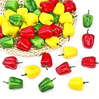 CHGCRAFT 60Pcs 3Colors Foam Fruit Artificial Bell Pepper Simulation Realistic Lifelike Models Artificial Vegetables for Party Autumn Supplies Farmhouse Restaurant Photography Props, Mixed Color