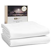 Luxury 100% Egyptian Cotton Pillowcases King Set of 2, Sateen Pillowcase Set, Soft, Breathable & Cooling Bright White Pillow Cases Set of 2 for King Size Pillows