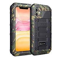 Beasyjoy iPhone 11 Military-Grade Waterproof Metal Case - Full Body Protection, Shockproof, Dustproof, Built-in Screen, Outdoor (Camo)