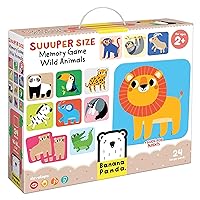 Banana Panda Suuuper Size Memory Game - Wild Animals - Classic Toddler Game includes 24 Extra-Large Cards - Play Matching Games, Use as Flashcards, for little kids ages 2-4 years