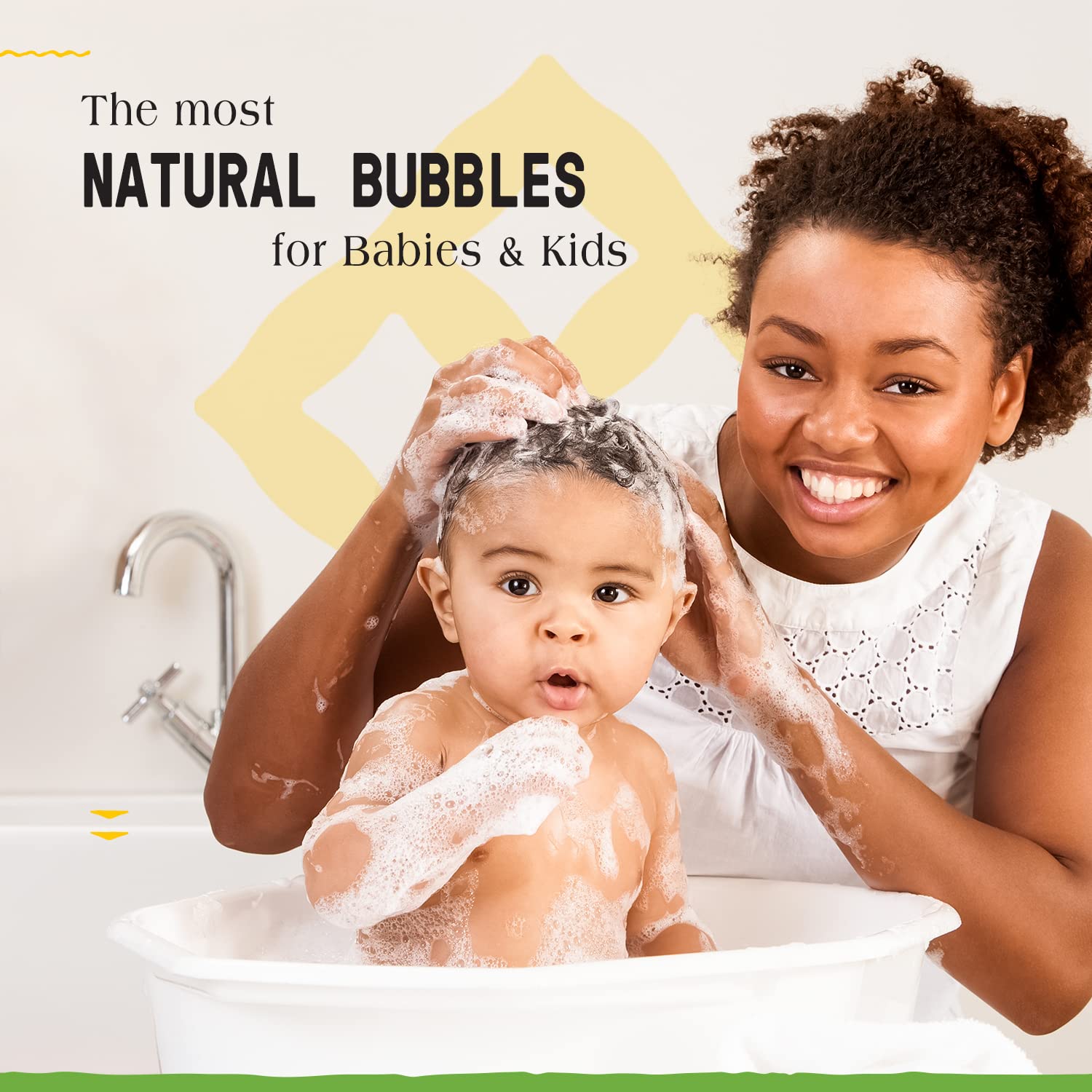 Alaffia Babies and Kids Bubble Bath, Gentle Baby Essentials for Delicate Skin, Cleansing & Calming Bubbles, Plant Based Formula, Vegan, Coconut Chamomile (2 Pack - 32 Fl Oz)