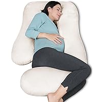 Pregnancy Pillows for Sleeping - U Shaped Full Body Maternity Pillow with Removable Cover - Support for Back, Legs, Belly, HIPS - 57 Inch Pregnancy Pillow for Women - Ivory