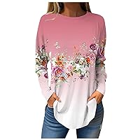 Womens Clothes,Tunic Shirts For Women Long Sleeve Crewneck Solid Color Pullover Tops Fashion Casual Plus Sized Loose Tee Blouse Dog Sweatshirts For Large Dogs