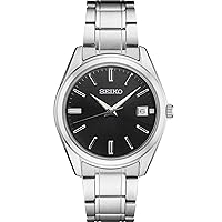 SEIKO Watch for Men - Essentials - with Sunray Finish, Date Calendar, LumiBrite Hands, Stainless Steel Case & Bracelet, and 100m Water Resistant