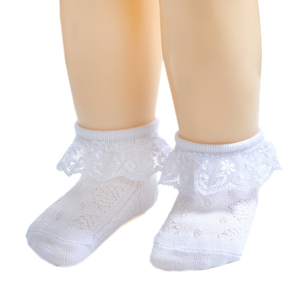 EPEIUS Baby-Girls Eyelet Frilly Lace Socks,Newborn/Infant/Toddler/Little Girls (Pack of 2/3/4/6)