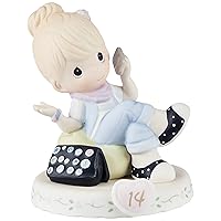 Precious Moments Growing in Grace Age 14 | Blonde Girl Bisque Porcelain Figurine | Birthday Gift | Birthday Collection | Room Decor & Gifts | Hand-Painted
