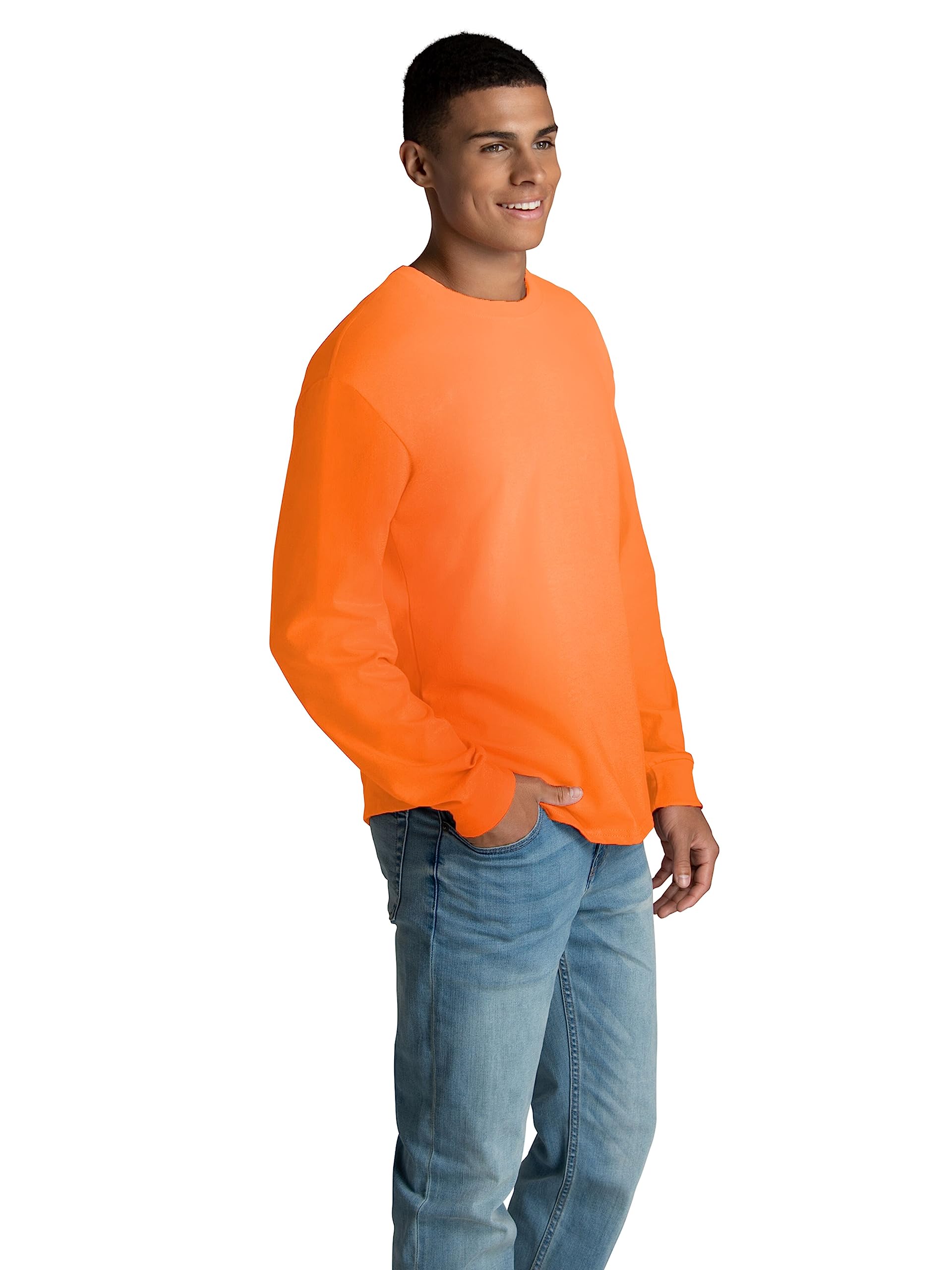 Fruit of the Loom Men's Eversoft Cotton Long Sleeve T Shirts, Breathable & Moisture Wicking with Odor Control, Sizes S-4x