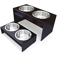 PetFusion Bamboo Elevated Dog Bowls, Cat Bowls | Raised Feeders w/Water Resistant Seal (Short 4
