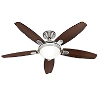 HUNTER Fan Contempo 50612 Ceiling Fan 132 cm, Lighting & Remote Control, Brushed Nickel, 5 Reversible Blades in Dark Walnut and English Cherry, Ideal for Summer or Winter