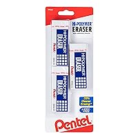Pentel Hi-Polymer Block Eraser, Large, 3 Pack, White (ZEH10BP3-K6)